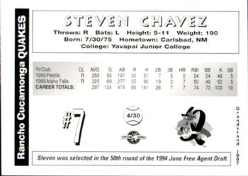 1997 Grandstand Rancho Cucamonga Quakes #NNO Steven Chavez Back