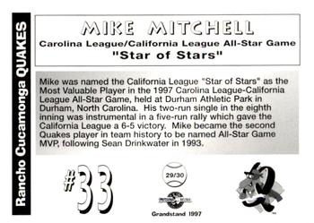 1997 Grandstand Rancho Cucamonga Quakes #NNO Mike Mitchell Back