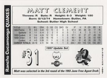 1997 Grandstand Rancho Cucamonga Quakes Update #3 Matt Clement Back