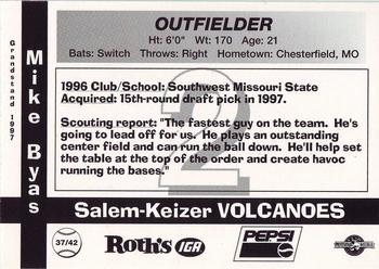 1997 Grandstand Salem-Keizer Volcanoes #37 Michael Byas Back