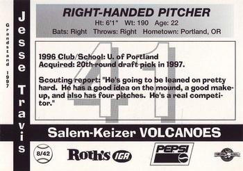 1997 Grandstand Salem-Keizer Volcanoes #8 Jesse Travis Back
