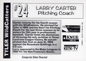 1997 Grandstand Tyler Wildcatters #NNO Larry Carter Back