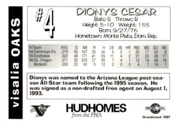 1997 Grandstand Visalia Oaks #NNO Dionys Cesar Back