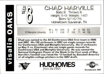 1997 Grandstand Visalia Oaks #NNO Chad Harville Back