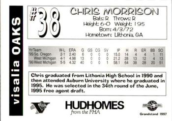 1997 Grandstand Visalia Oaks #NNO Chris Morrison Back