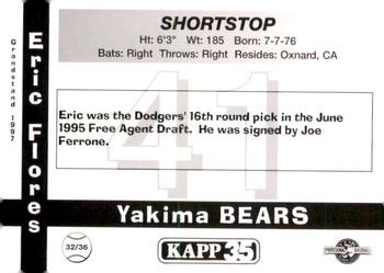 1997 Grandstand Yakima Bears #32 Eric Flores Back