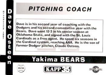 1997 Grandstand Yakima Bears #35 Dave Osteen Back