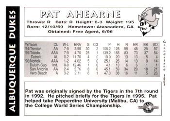 1997 Grandstand Albuquerque Dukes #NNO Pat Ahearne Back