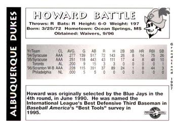1997 Grandstand Albuquerque Dukes #NNO Howard Battle Back