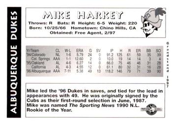 1997 Grandstand Albuquerque Dukes #NNO Mike Harkey Back