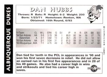 1997 Grandstand Albuquerque Dukes #NNO Dan Hubbs Back