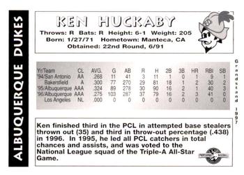 1997 Grandstand Albuquerque Dukes #NNO Ken Huckaby Back