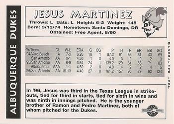 1997 Grandstand Albuquerque Dukes #NNO Jesus Martinez Back