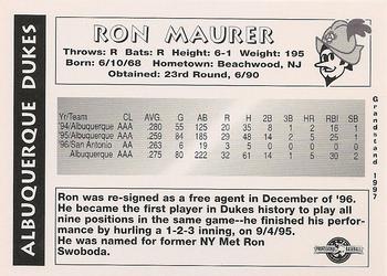 1997 Grandstand Albuquerque Dukes #NNO Ron Maurer Back