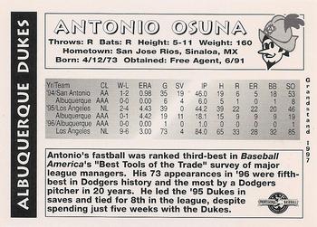 1997 Grandstand Albuquerque Dukes #NNO Antonio Osuna Back