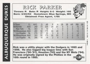 1997 Grandstand Albuquerque Dukes #NNO Rick Parker Back