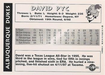 1997 Grandstand Albuquerque Dukes #NNO David Pyc Back