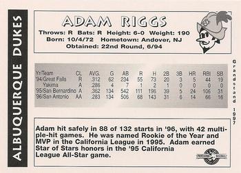 1997 Grandstand Albuquerque Dukes #NNO Adam Riggs Back