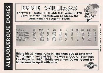 1997 Grandstand Albuquerque Dukes #NNO Eddie Williams Back