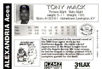 1997 Grandstand Alexandria Aces #NNO Tony Mack Back