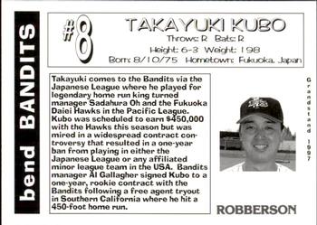 1997 Grandstand Bend Bandits #NNO Takayuki Kubo Back