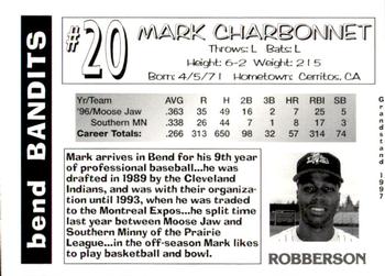 1997 Grandstand Bend Bandits #NNO Mark Charbonnet Back