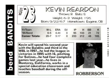 1997 Grandstand Bend Bandits #NNO Kevin Reardon Back