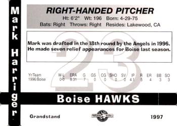 1997 Grandstand Boise Hawks #NNO Mark Harriger Back