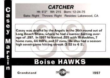 1997 Grandstand Boise Hawks #NNO Casey Martin Back