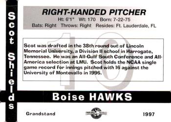 1997 Grandstand Boise Hawks #NNO Scot Shields Back