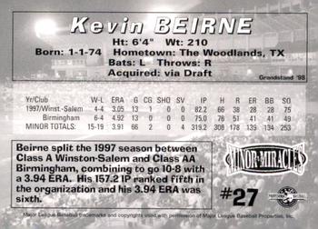 1998 Grandstand Birmingham Barons #NNO Kevin Beirne Back