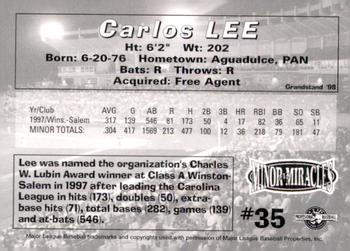 1998 Grandstand Birmingham Barons #NNO Carlos Lee Back