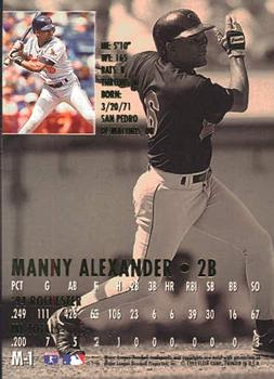 1995 Ultra - Gold Medallion Rookies #M-1 Manny Alexander Back