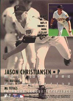 1995 Ultra - Gold Medallion Rookies #M-7 Jason Christiansen Back