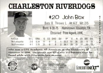 1998 Grandstand Charleston RiverDogs #NNO John Box Back