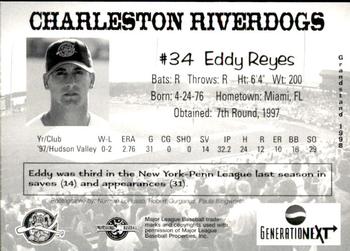 1998 Grandstand Charleston RiverDogs #NNO Eddy Reyes Back