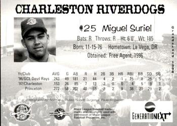 1998 Grandstand Charleston RiverDogs #NNO Miguel Suriel Back