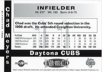 1998 Grandstand Daytona Cubs #NNO Chad Meyers Back