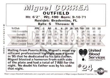 1998 Grandstand El Paso Diablos #NNO Miguel Correa Back