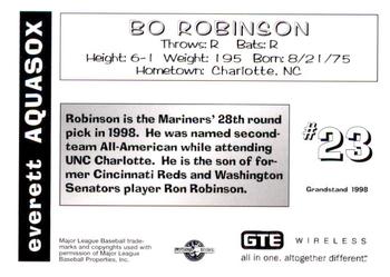 1998 Grandstand Everett AquaSox #NNO Bo Robinson Back