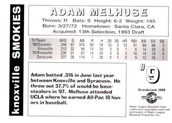 1998 Grandstand Knoxville Smokies #NNO Adam Melhuse Back