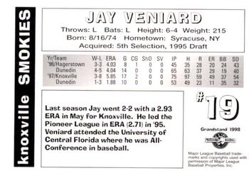 1998 Grandstand Knoxville Smokies #NNO Jay Veniard Back