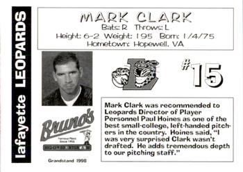 1998 Grandstand Lafayette Leopards #NNO Mark Clark Back