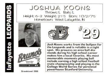 1998 Grandstand Lafayette Leopards #NNO Joshua Koons Back