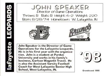 1998 Grandstand Lafayette Leopards #NNO John Speaker Back