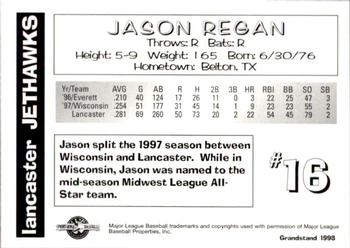 1998 Grandstand Lancaster JetHawks #NNO Jason Regan Back