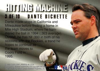1995 Ultra - Hitting Machines Gold Medallion #3 Dante Bichette Back