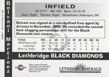 1998 Grandstand Lethbridge Black Diamonds #NNO Belvani Martinez Back