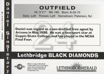 1998 Grandstand Lethbridge Black Diamonds #NNO Daniel Singletary Back