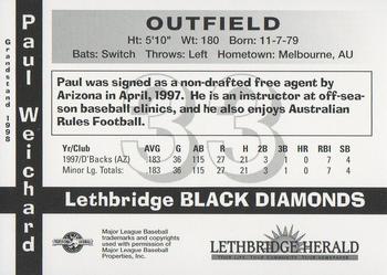 1998 Grandstand Lethbridge Black Diamonds #NNO Paul Weichard Back